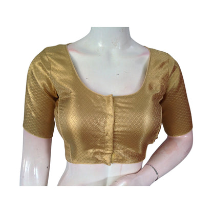 Golden Elegance: Brocade Silk Readymade Saree Blouse