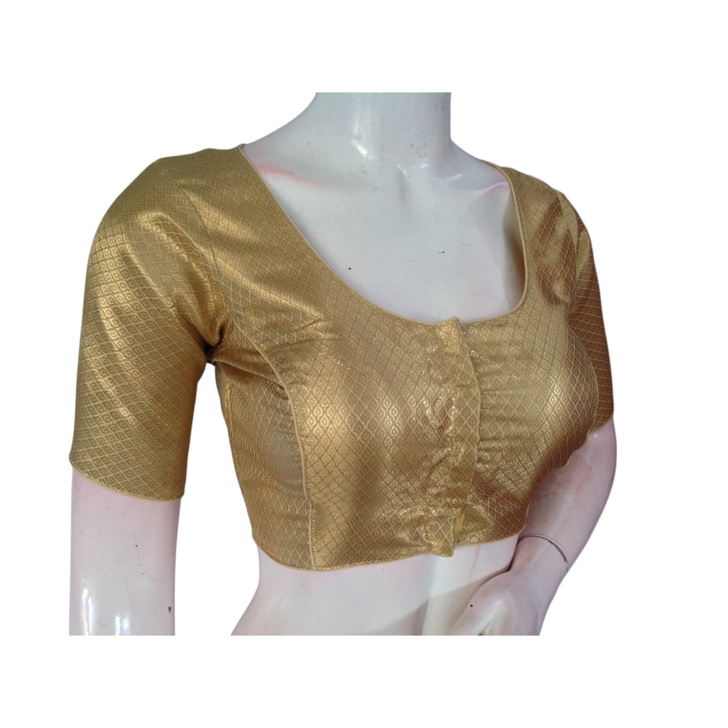 Golden Elegance: Brocade Silk Readymade Saree Blouse