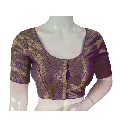 Purple Color Brocade Silk Readymade Saree Blouse 