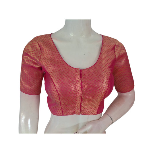 Romantic Pink Brocade Silk Blouse - A Dream in Pink