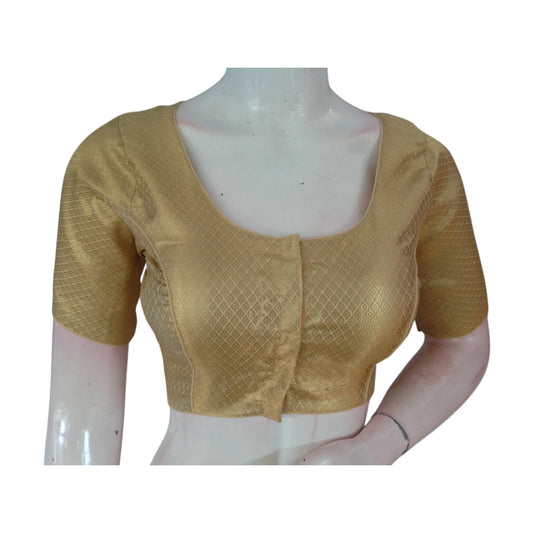 Comfort Meets Elegance: Gold Color Readymade Brocade Silk Blouse