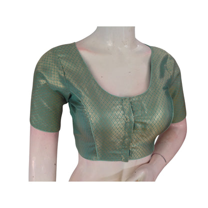 Serene Pastel Green : A Calming  Brocade Silk Readymade Blouse