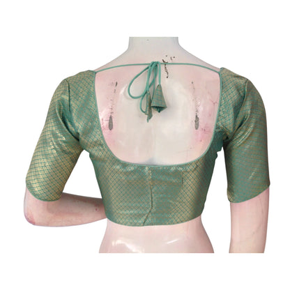 Serene Pastel Green : A Calming  Brocade Silk Readymade Blouse