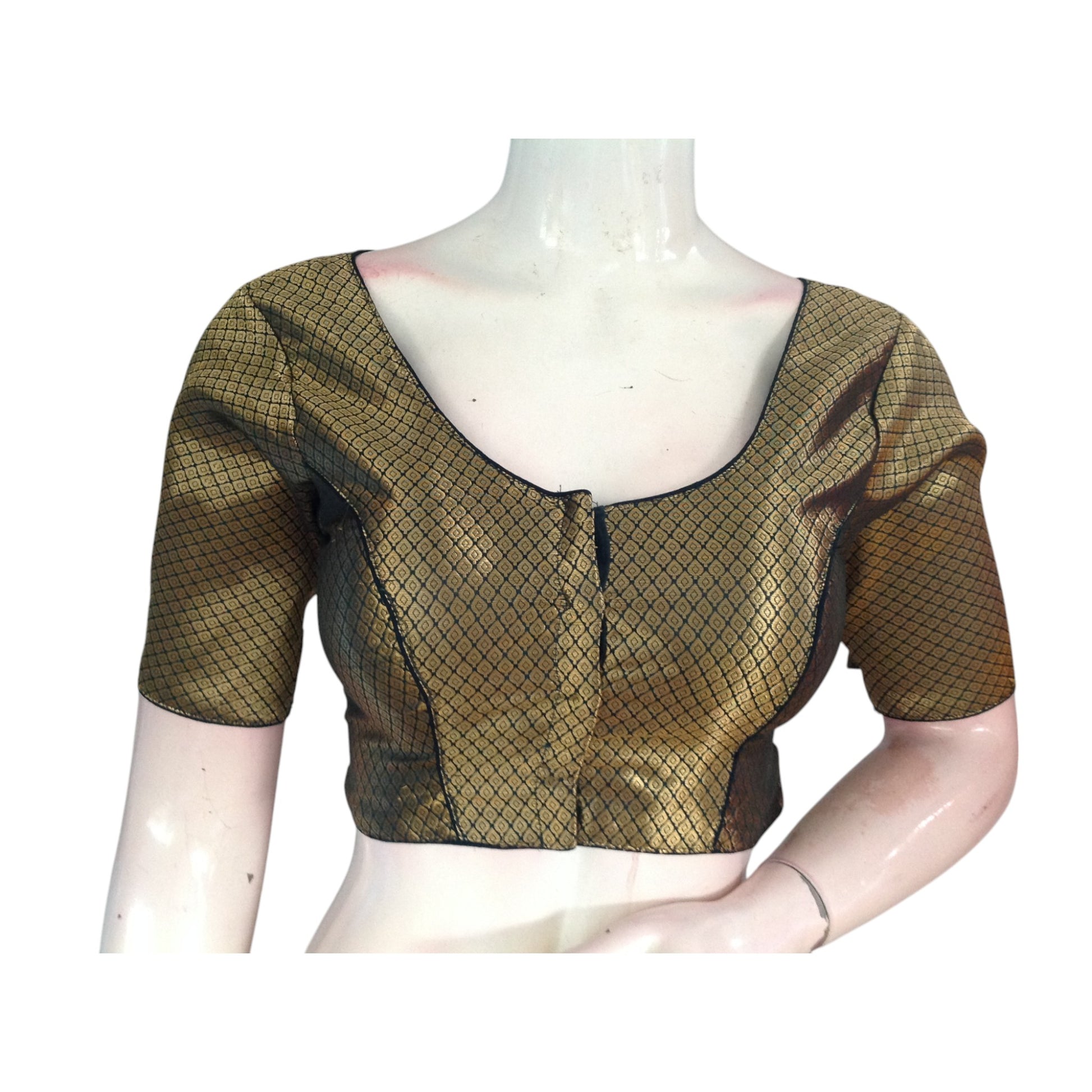 Modern Mystic: Dark Green Brocade Silk Readymade Blouse