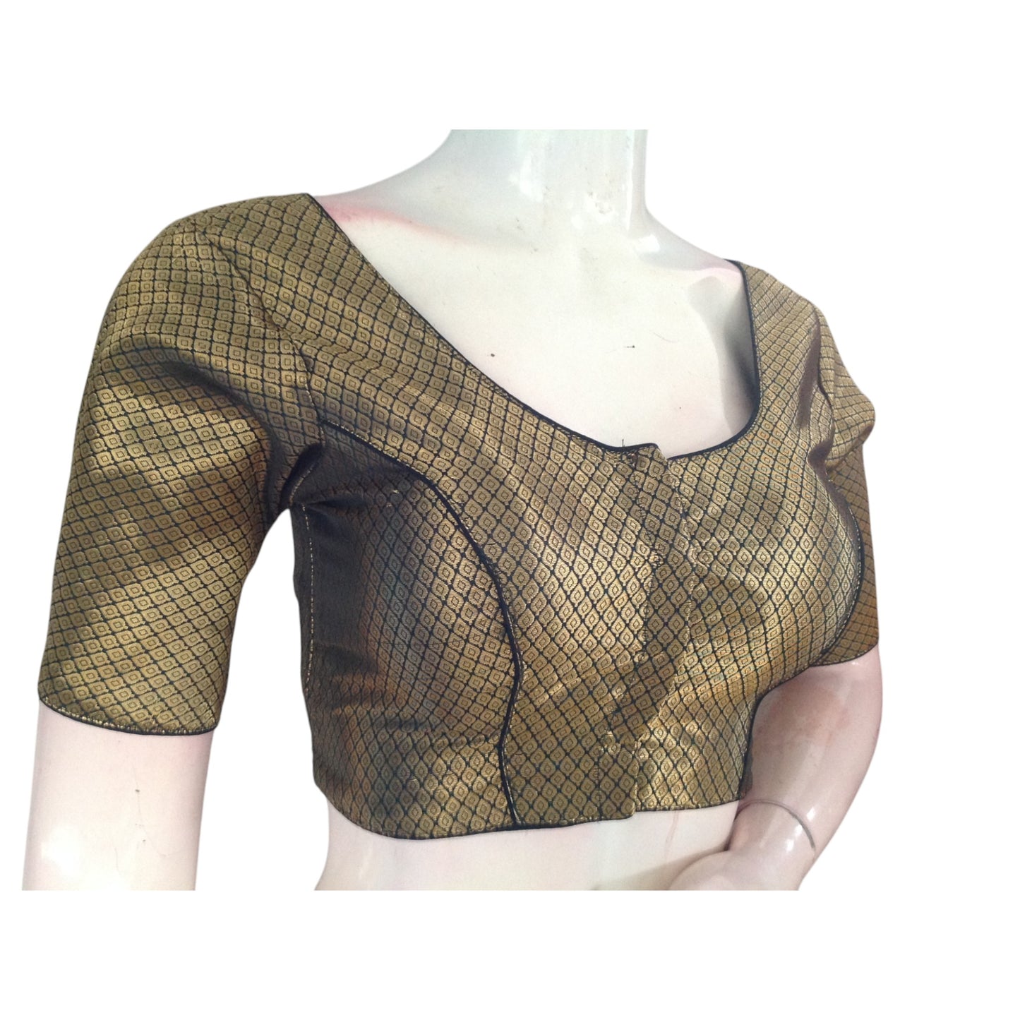 Modern Mystic: Dark Green Brocade Silk Readymade Blouse