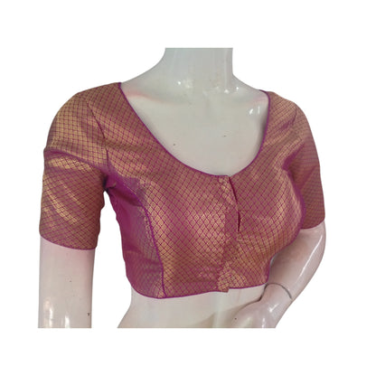 Bold and Beautiful Magenta Color  Brocade Silk Readymade Blouse