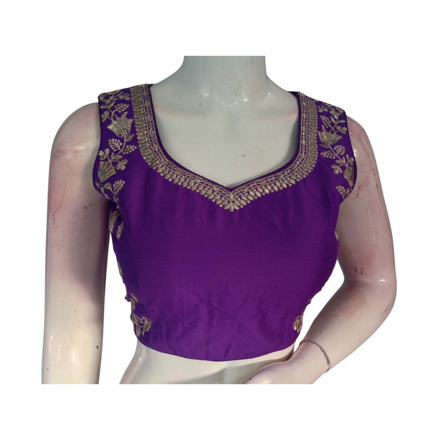 Purple Reign: Regal Embroidered Partywear Readymade Saree Blouses