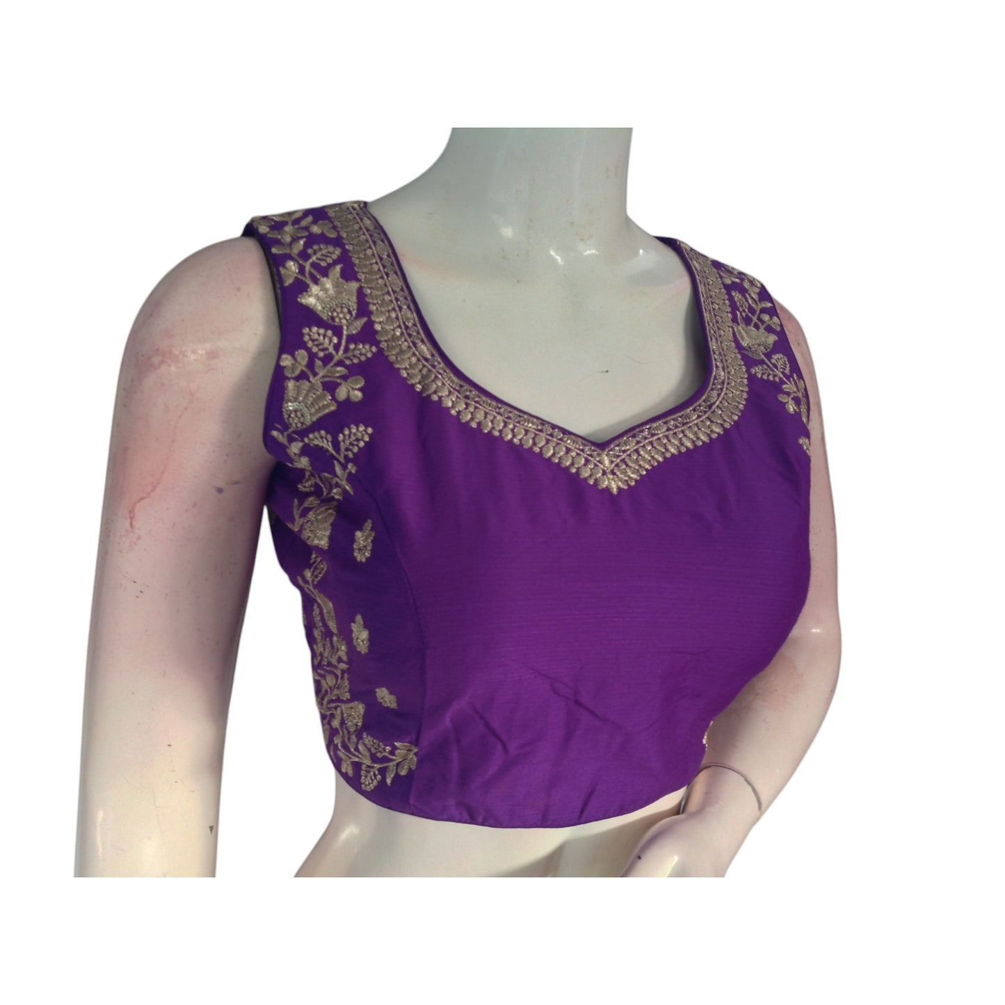 Purple Reign: Regal Embroidered Partywear Readymade Saree Blouses