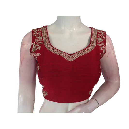 Maroon Magic: Party wear Embroidered Ready made Saree Blouse