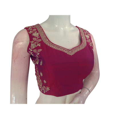 Magenta Magic: Vibrant Embroidered Partywear Readymade Saree Blouses