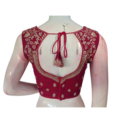 Magenta Magic: Vibrant Embroidered Partywear Readymade Saree Blouses