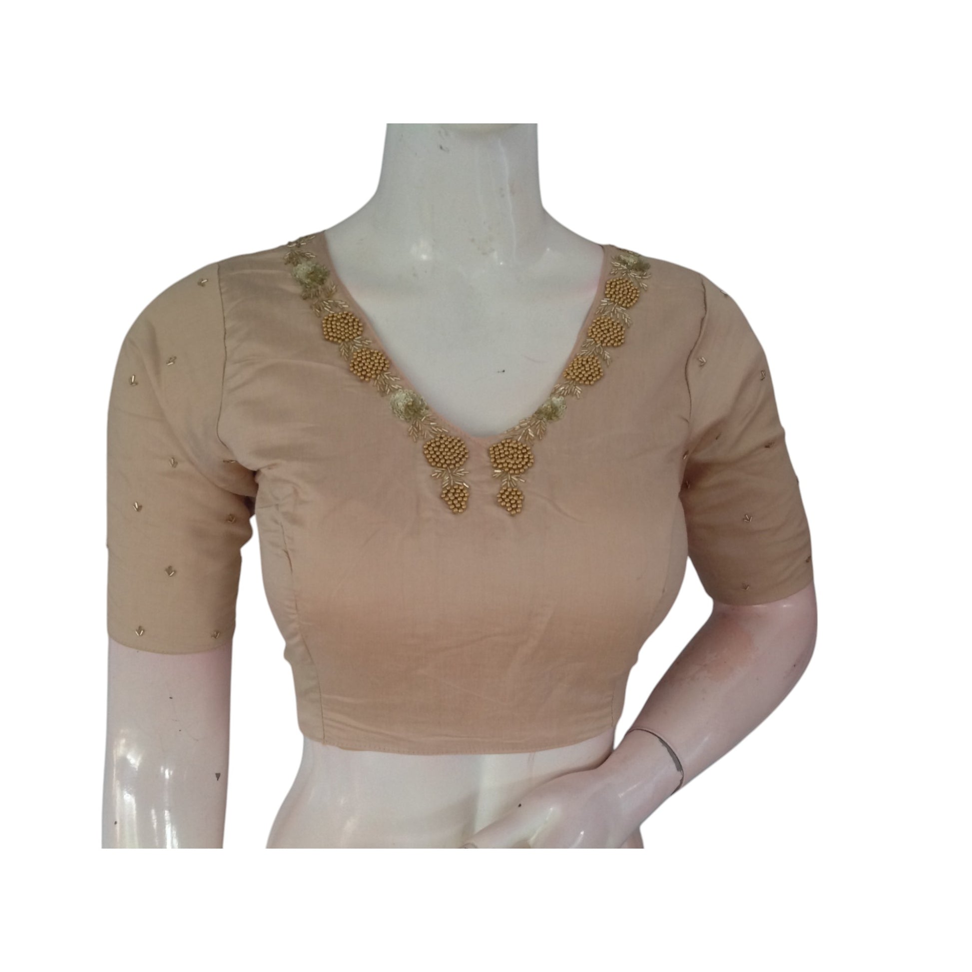 Beige Beauty: A Ready-to-Wear Handcrafted Designer Partywear Readymade Blouse