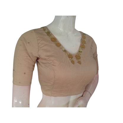 Beige Beauty: A Ready-to-Wear Handcrafted Designer Partywear Readymade Blouse