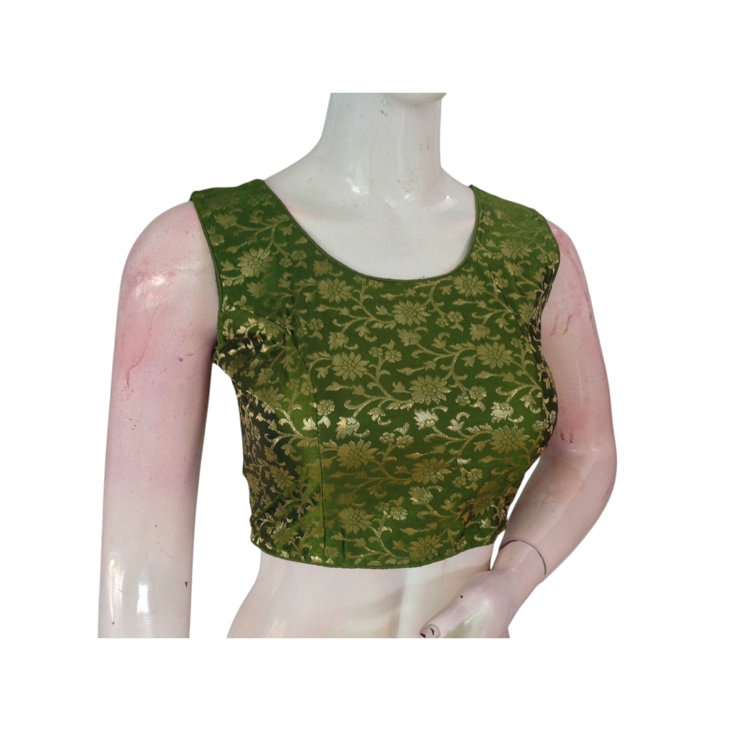 Timeless Olive Green Banarasi Silk Readymade Blouse: Effortless Elegance