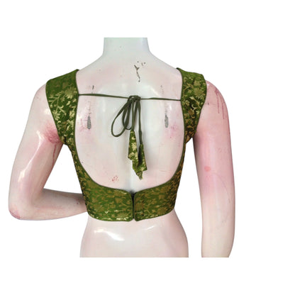 Timeless Olive Green Banarasi Silk Readymade Blouse: Effortless Elegance