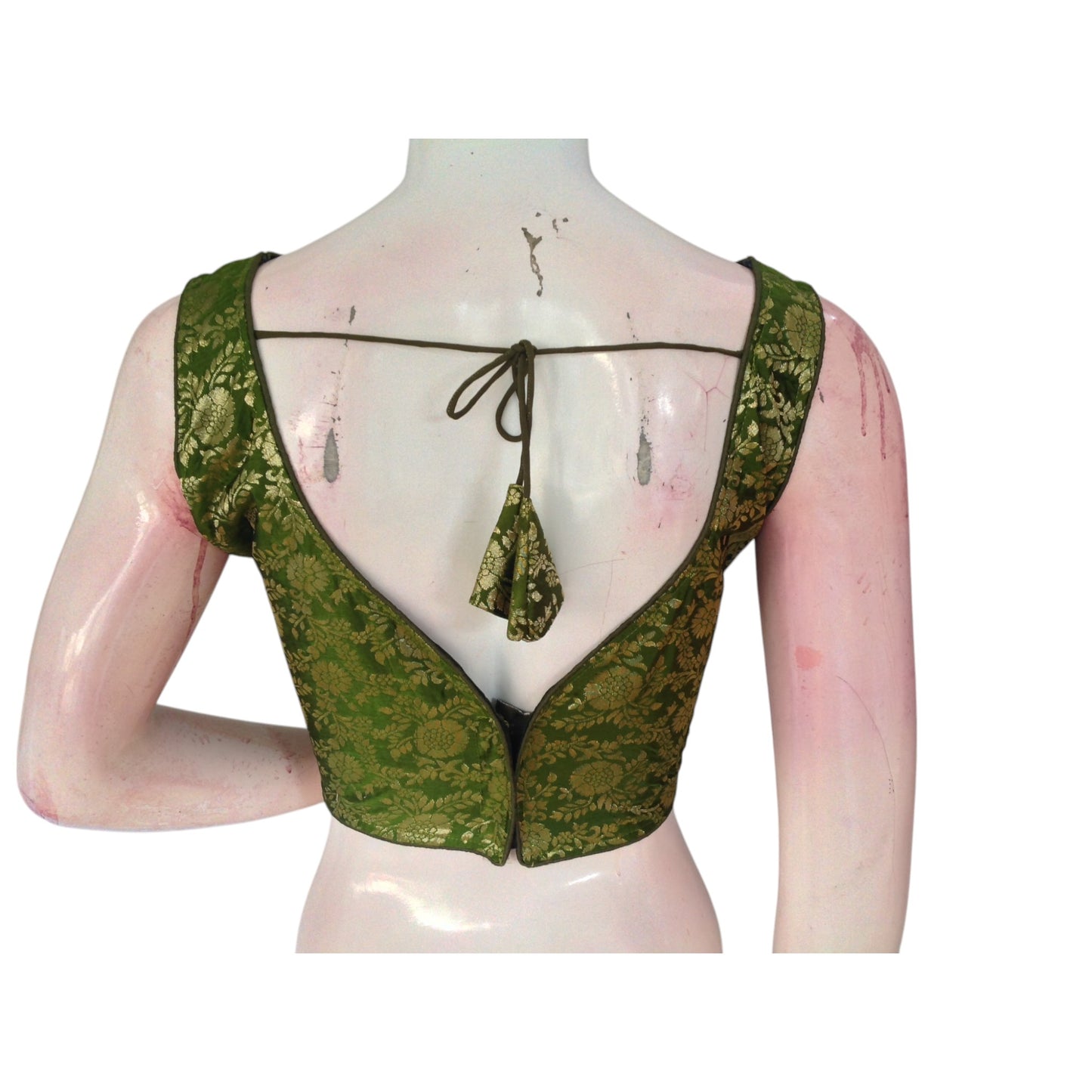 Timeless Olive Green Banarasi Silk Ready made Blouse: Effortless Elegance