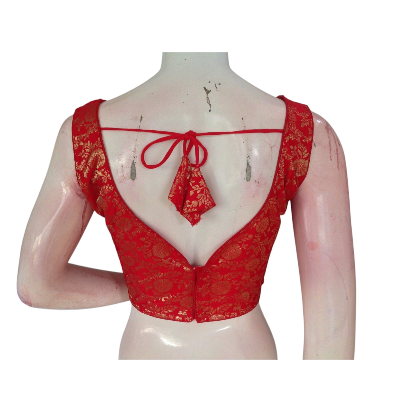 Classic Red Banaras Silk Ready made Saree Blouse: A Timeless Elegance"