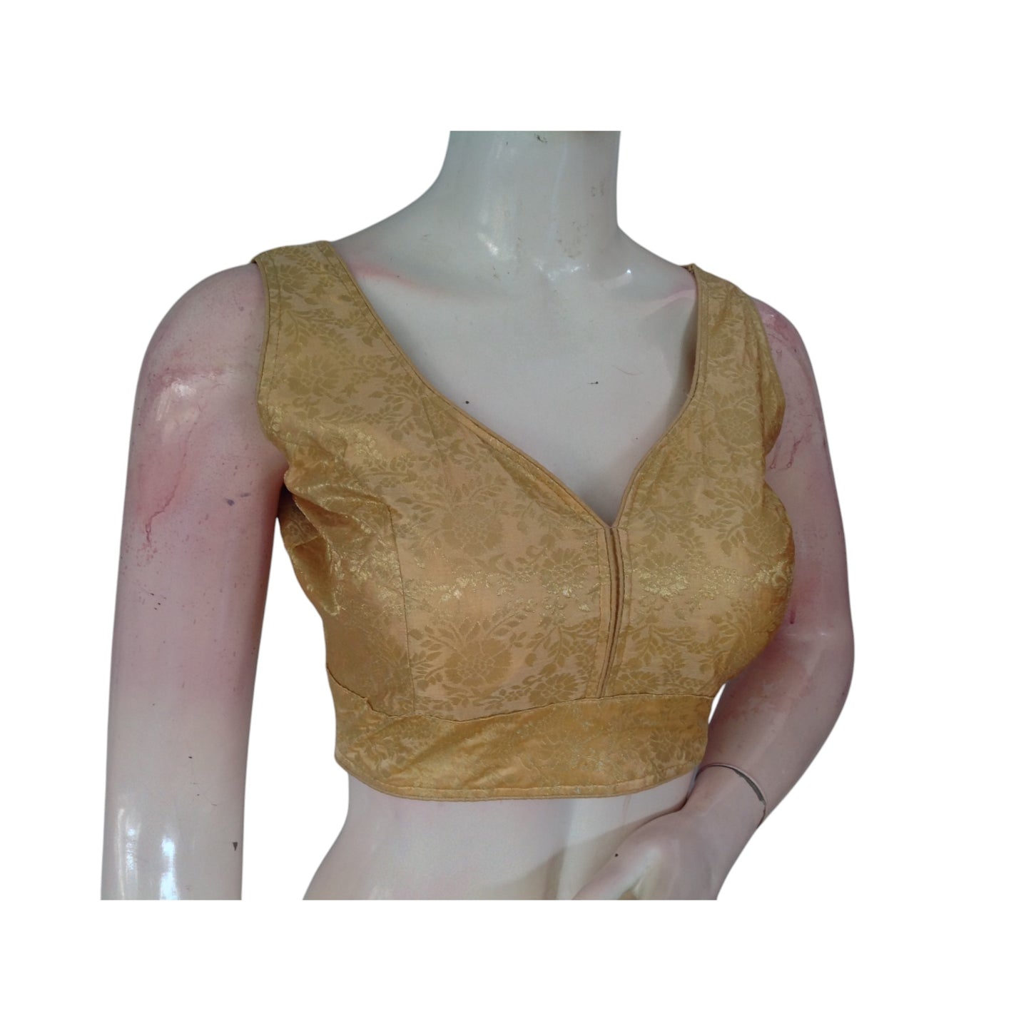 Golden Radiance Banaras Silk Ready made Saree Blouse: A Touch of Royalty