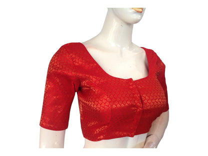 Red Color Brocade Readymade Saree Blouse, Indian Ethnic Choli top Online - D3blouses
