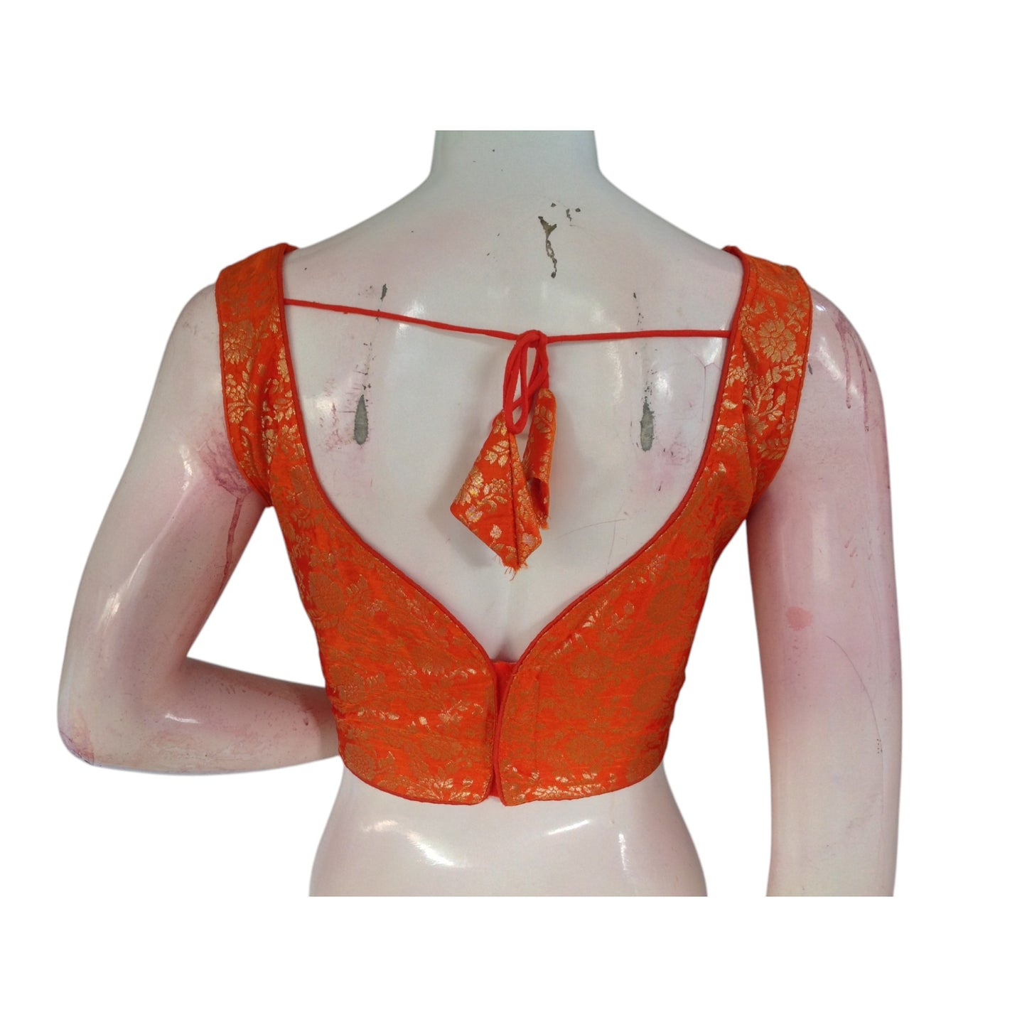 Radiant Orange Banaras Silk Ready Made Saree Blouse: A Burst of Radiance