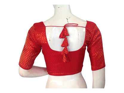 Red Color Brocade Readymade Saree Blouse, Indian Ethnic Choli top Online - D3blouses