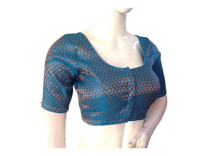 Sky Blue Color Brocade Readymade Saree Blouse, Indian Ethnic Choli top Online - D3blouses
