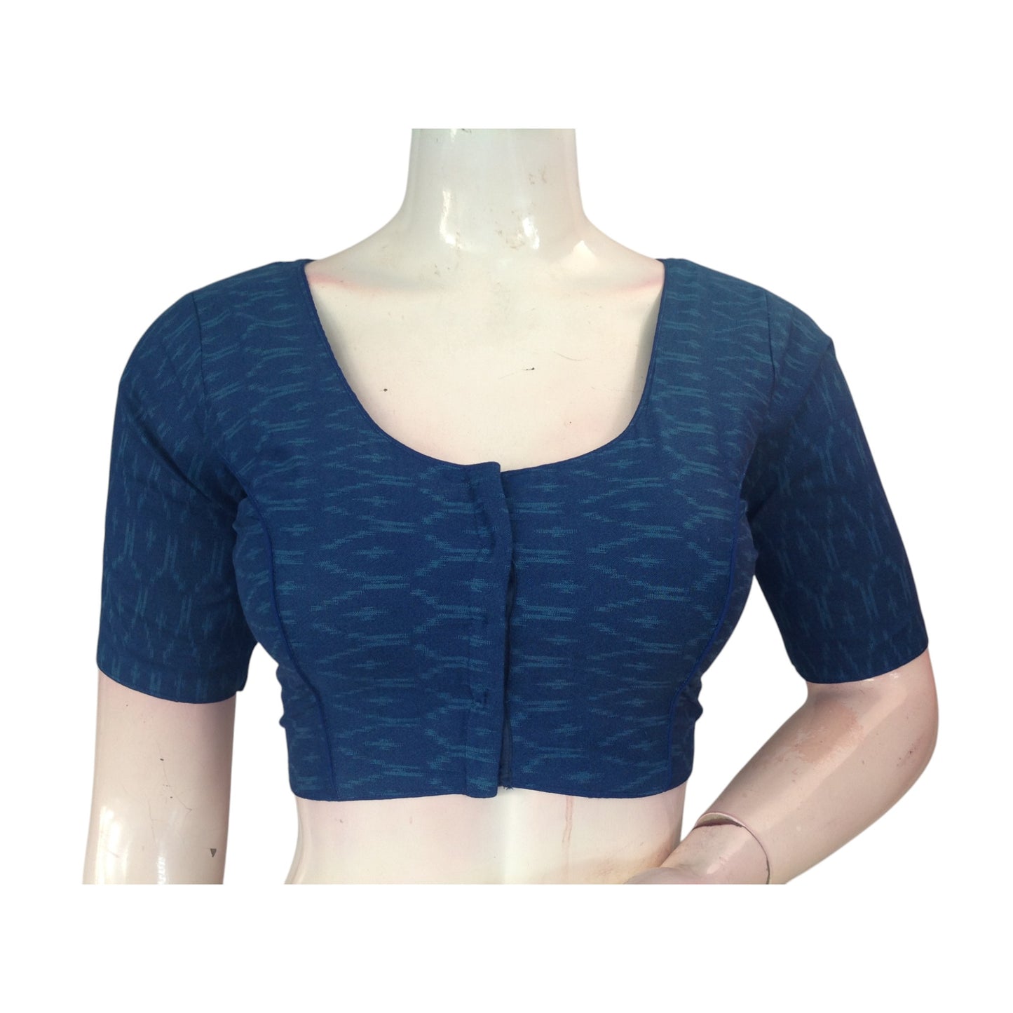 Indigo Blue Color Cotton Ready made Saree Blouse: Timeless & Elegant