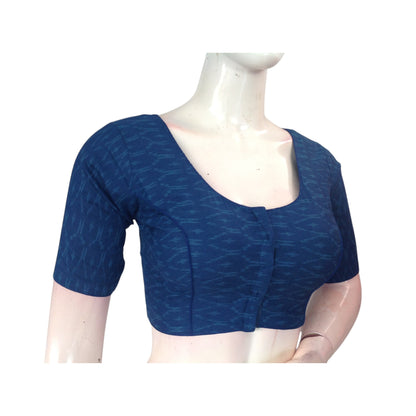 Indigo Blue Color Cotton Ready made Saree Blouse: Timeless & Elegant