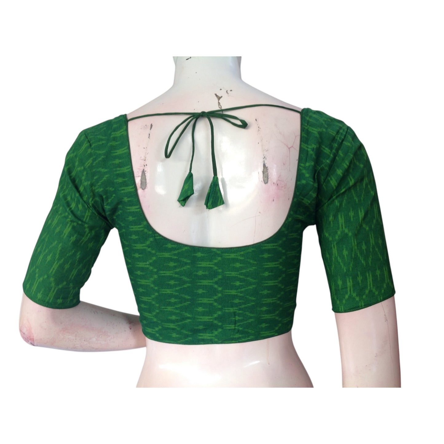 Green Color Cotton Ready made Saree Blouse: Fresh & Vibrant