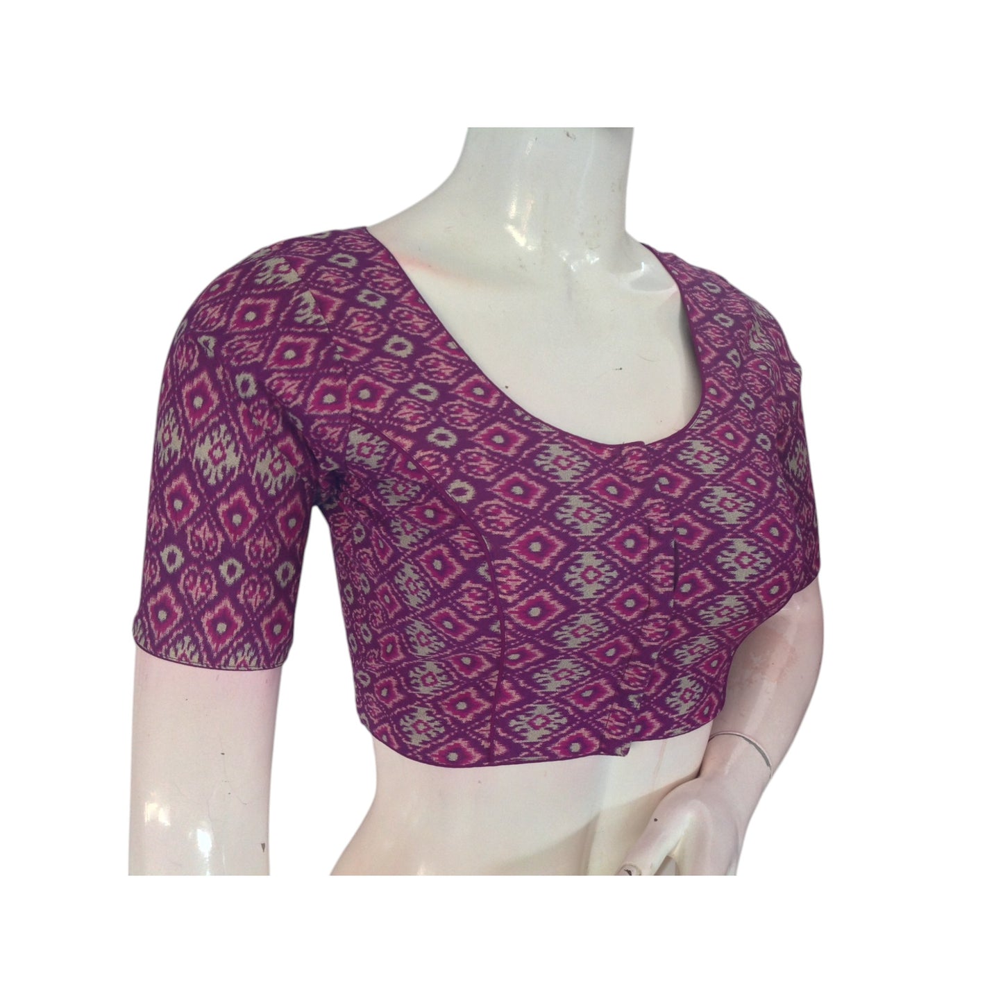 Purple Color Cotton Ready made Saree Blouse: Regal & Refined