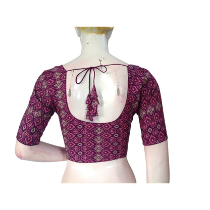 Purple Color Cotton Ready made Saree Blouse: Regal & Refined