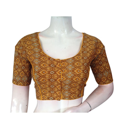 Mustard Yellow Color Cotton Ready made Saree Blouse: Sunny & Stylish