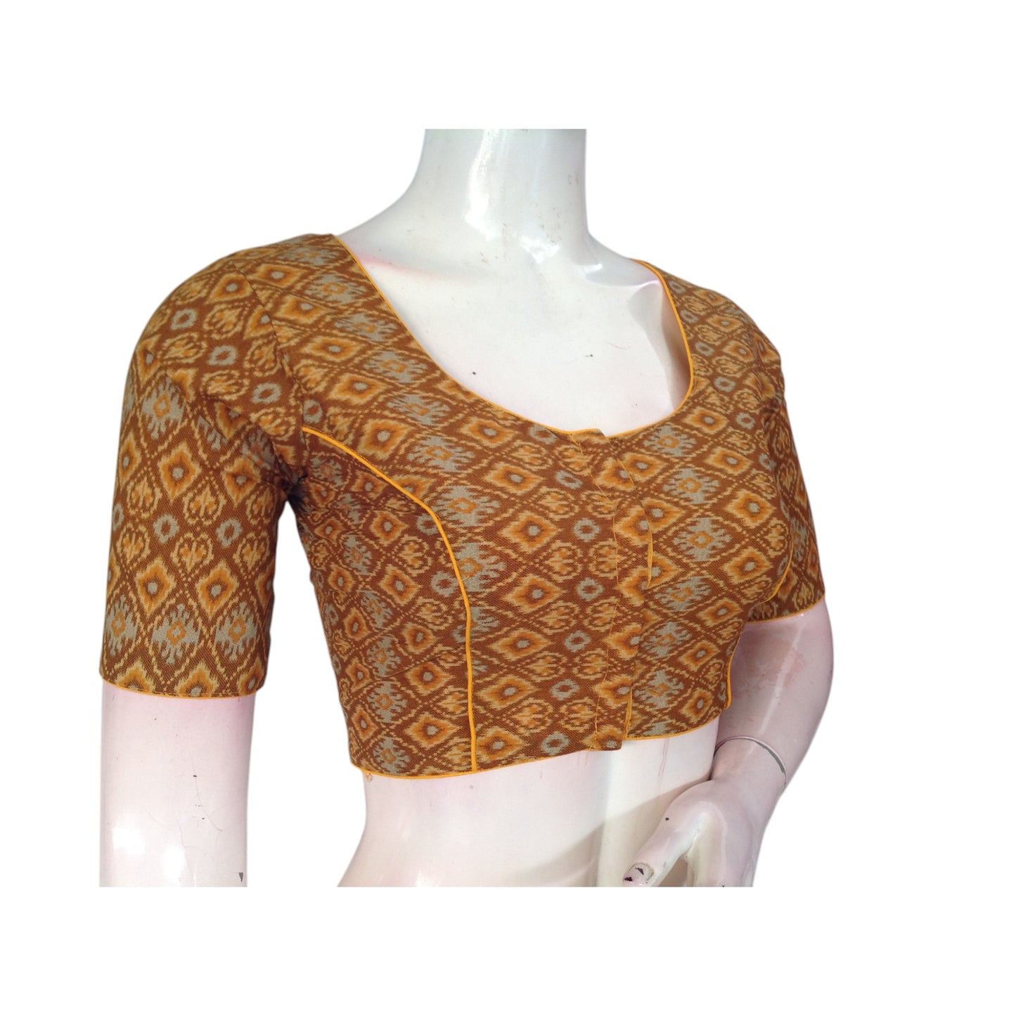 Mustard Yellow Color Cotton Ready made Saree Blouse: Sunny & Stylish