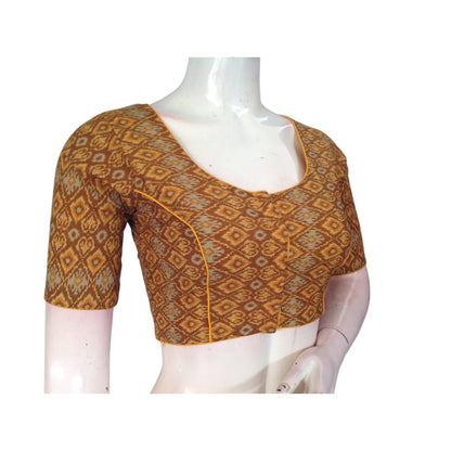 Mustard Yellow Color Cotton Ready made Saree Blouse: Sunny & Stylish