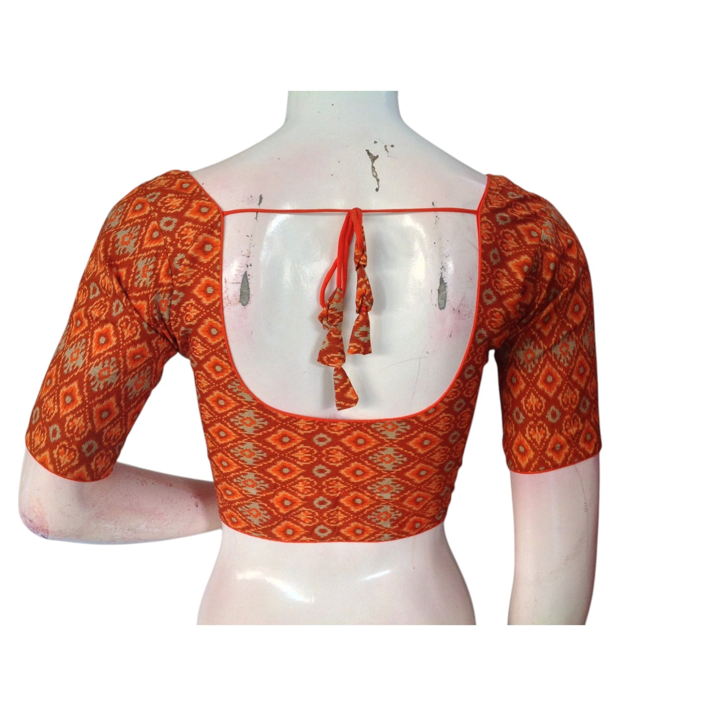 Vibrant Orange Color Cotton Ready made Saree Blouse: Sunny Disposition