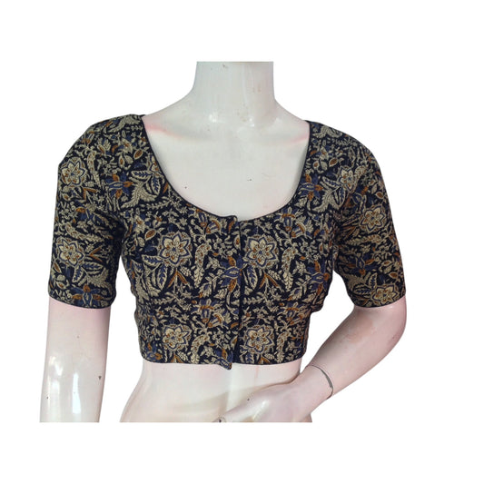 Comfort Meets Elegance: Black Color Kalamkari Printed Cotton Blouse