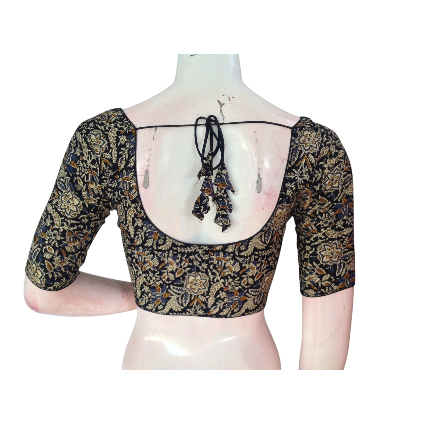 Comfort Meets Elegance: Black Color Kalamkari Printed Cotton Blouse