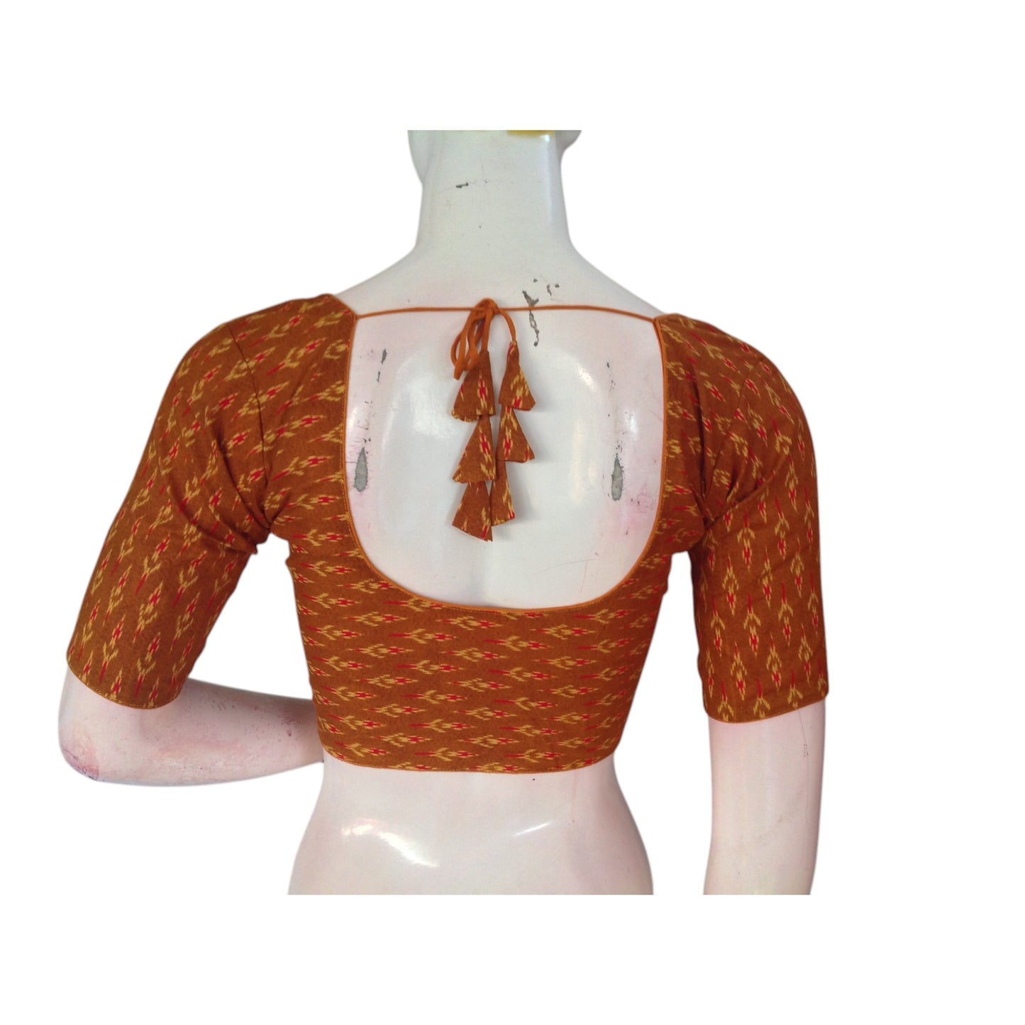 Sunny Vibes: Mustard Color Cotton Printed Readymade Saree Blouse