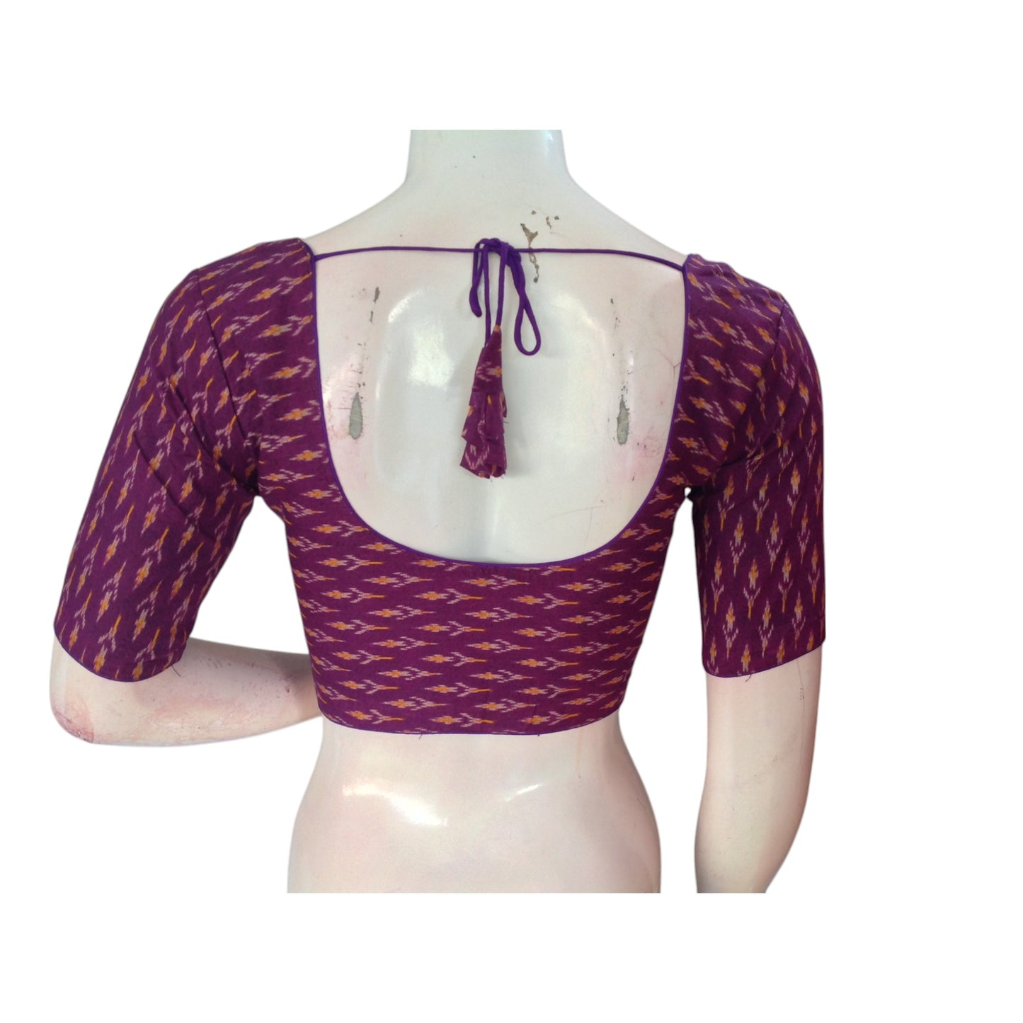 Mystical Purple: Cotton Printed Readymade Saree Blouse