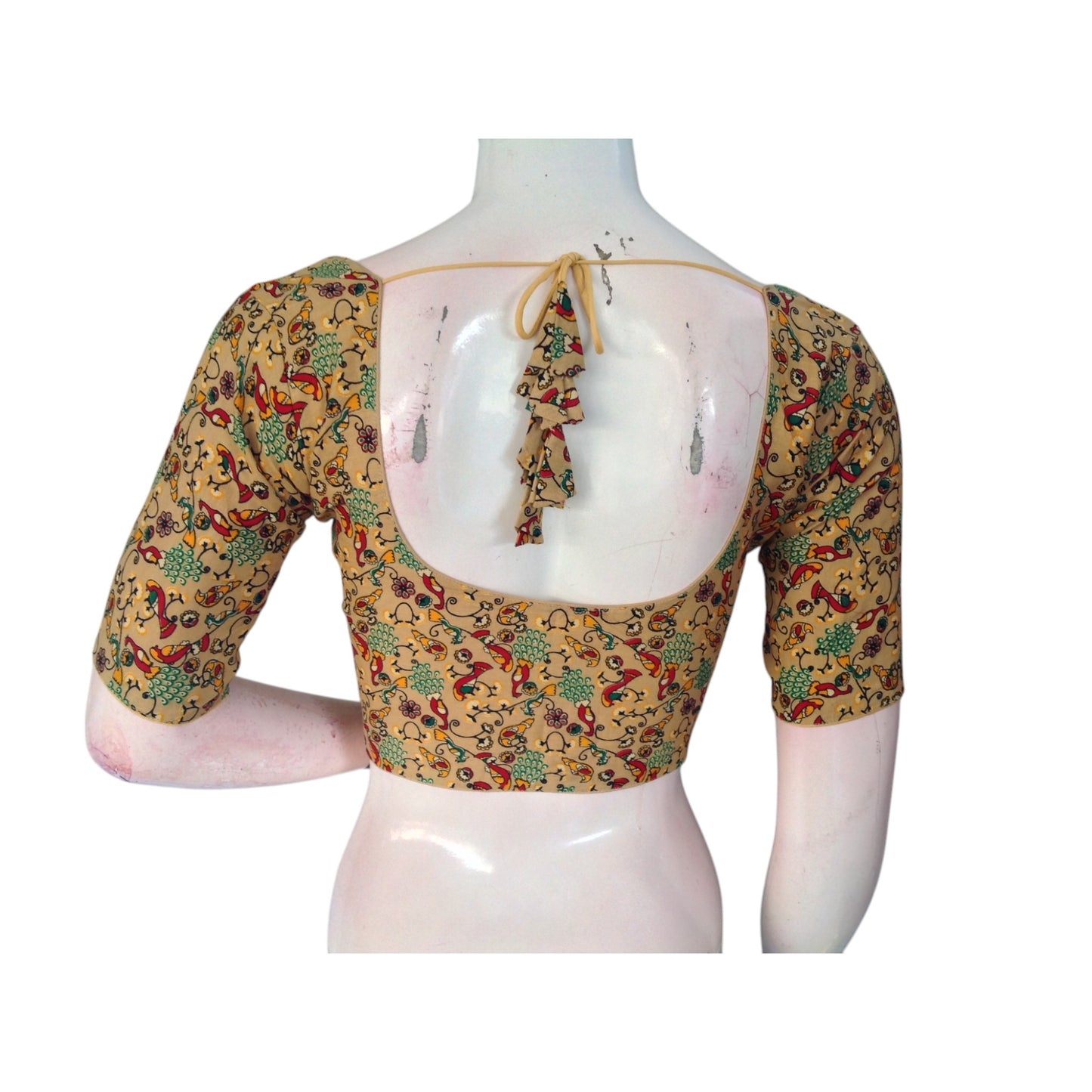 Golden Radiance: Gold Cotton Printed Readymade Saree Blouse