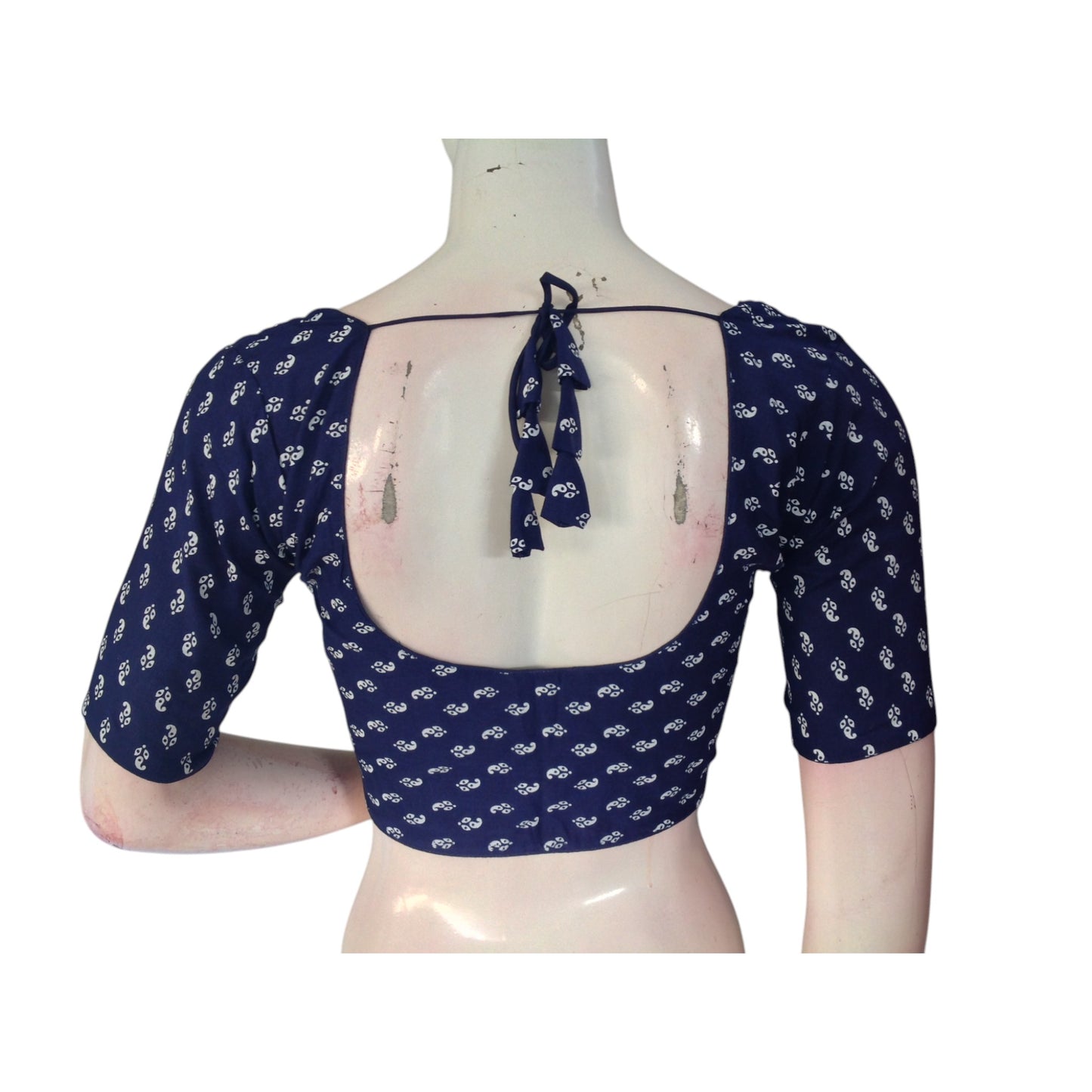 Stylish & Versatile: Navy Blue Color Cotton Printed Readymade Saree Blouse