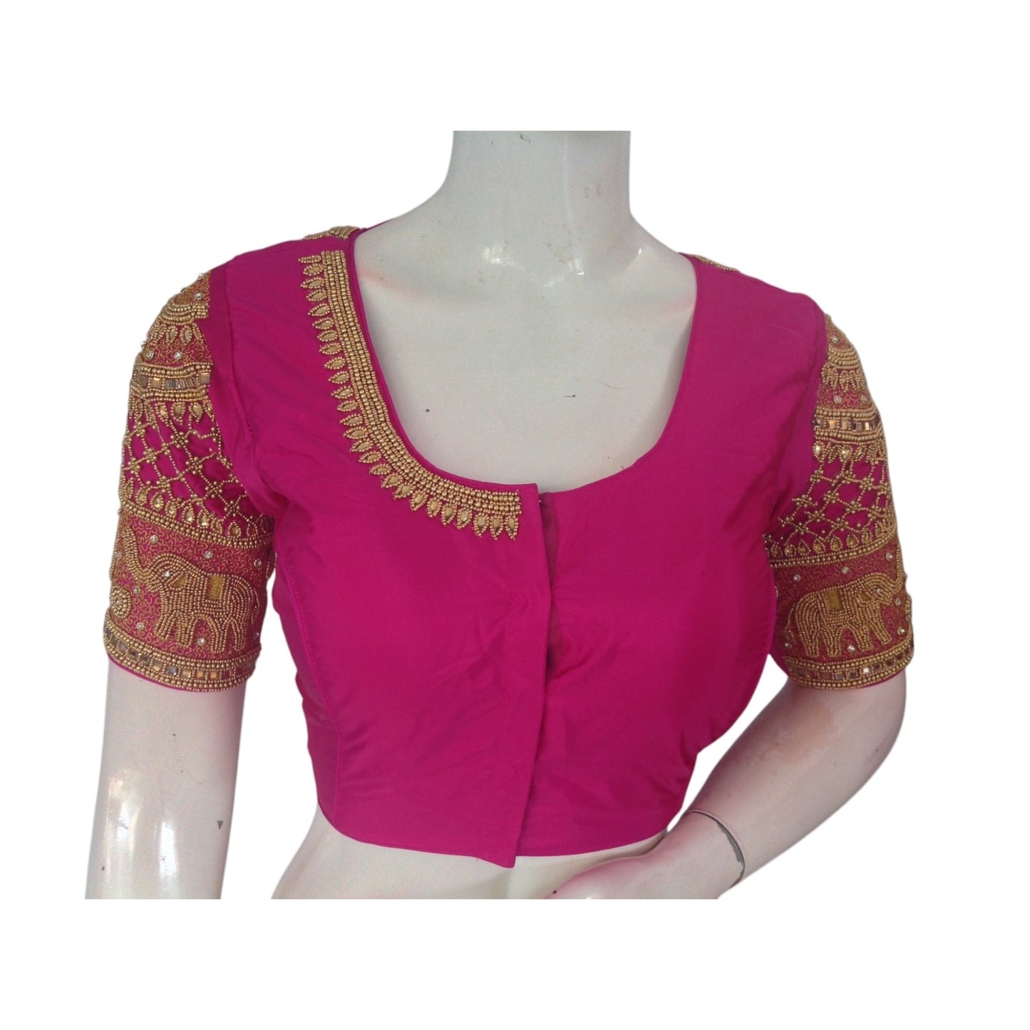 Magenta Magic: Aari Handwork Semi Silk Blouse for Weddings