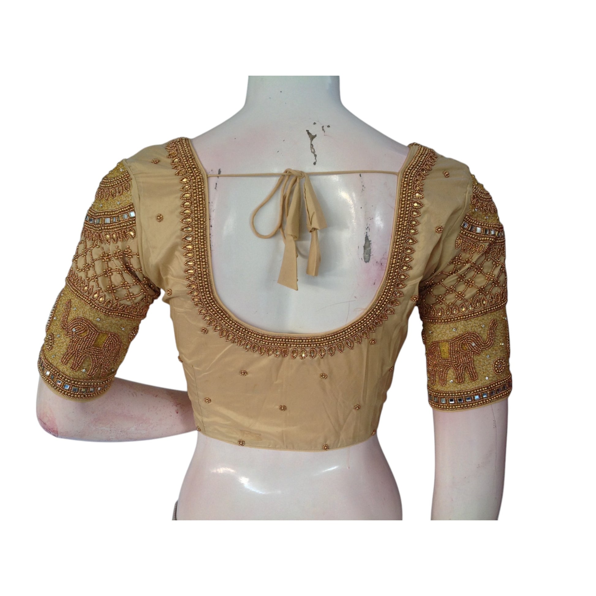 Banana Gold Beauty: Aari Handwork Semi Silk Blouse for Weddings