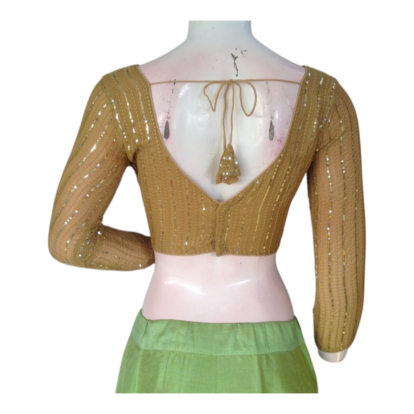 Stylish Gold Designer Sequin 3/4th Sleeves Readymade  Blouse for Sarees