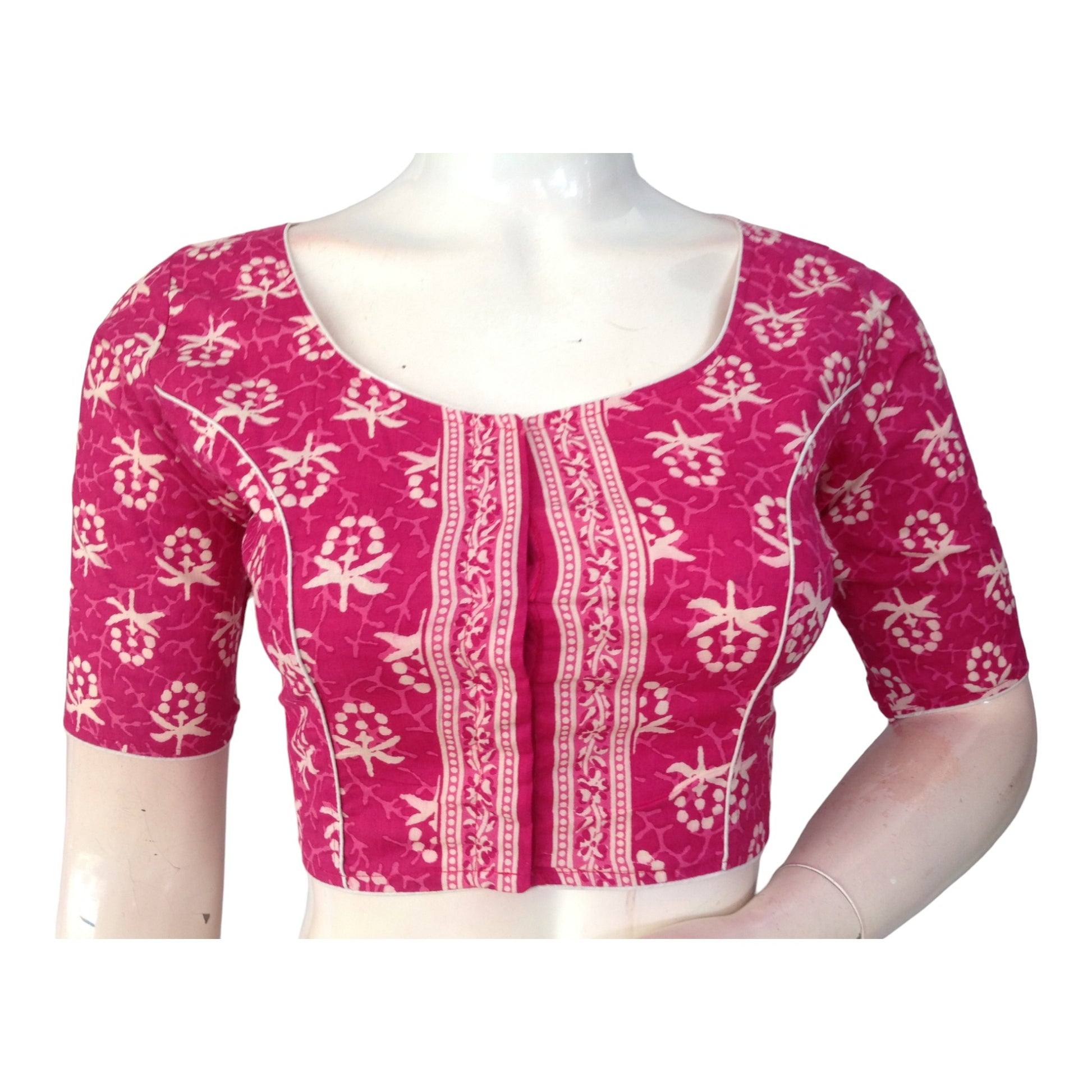 Magenta High Neck Cotton Blouse | Stylish Indian Ethnic Wear 