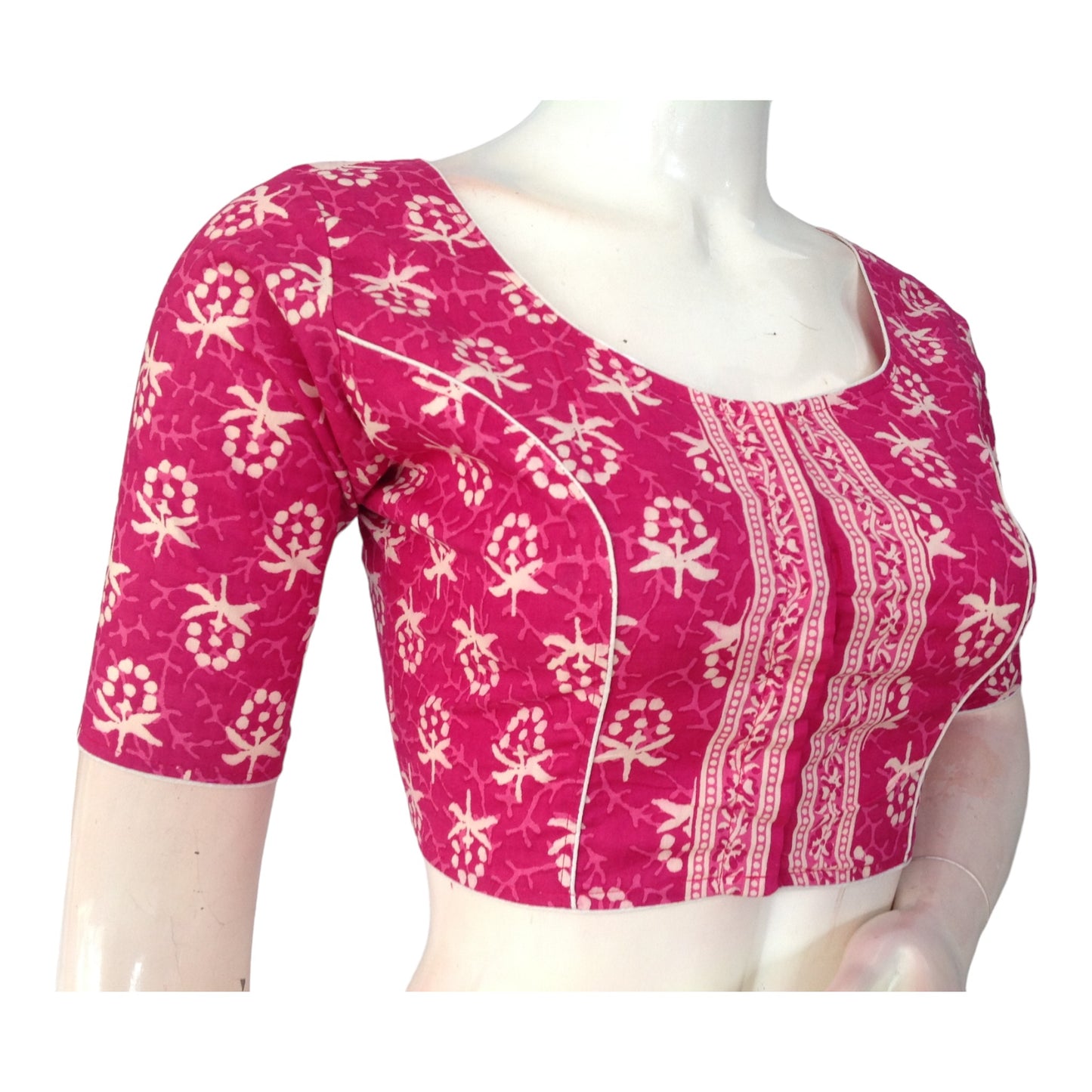 Magenta High Neck Cotton Blouse | Stylish Indian Ethnic Wear