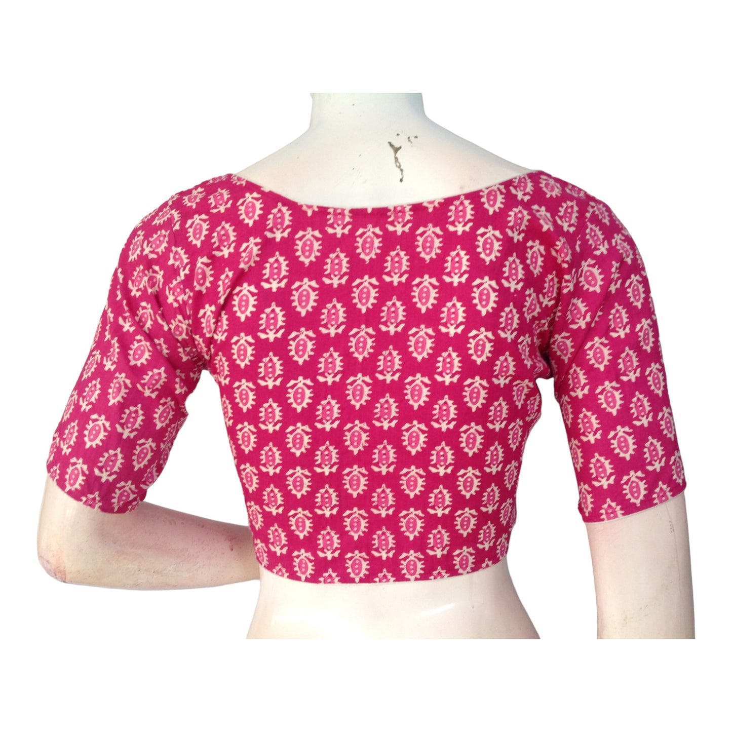 Versatile Magenta High Neck Cotton Blouse |  Handcrafted in India