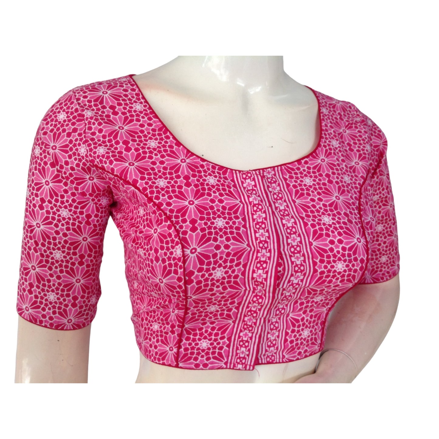 Magenta Color High Neck Saree Blouse: Pure Cotton Confidence