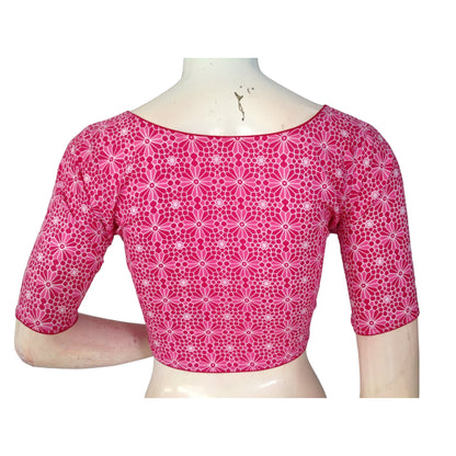 Magenta Color High Neck Saree Blouse: Pure Cotton Confidence