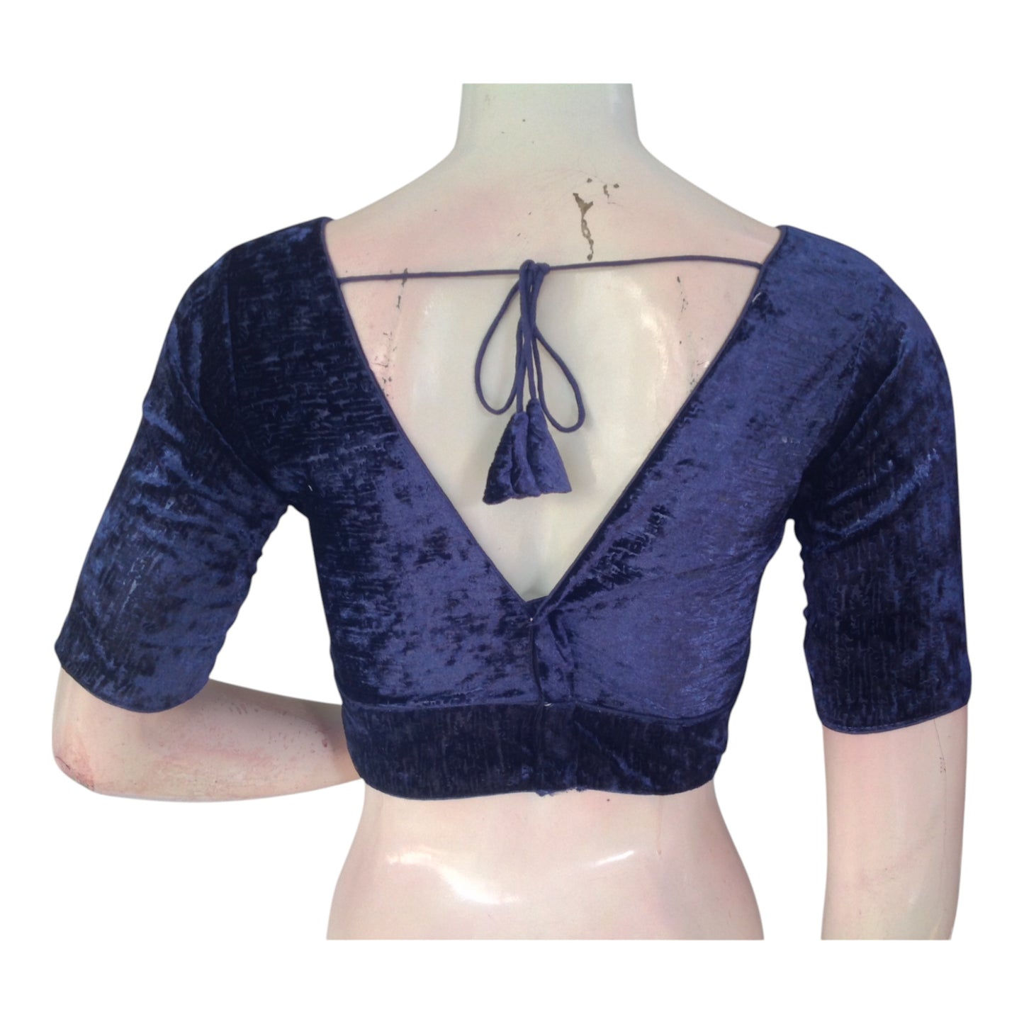 Elegant Navy Blue Velvet Readymade Saree Blouse | Designer Blouse for Women